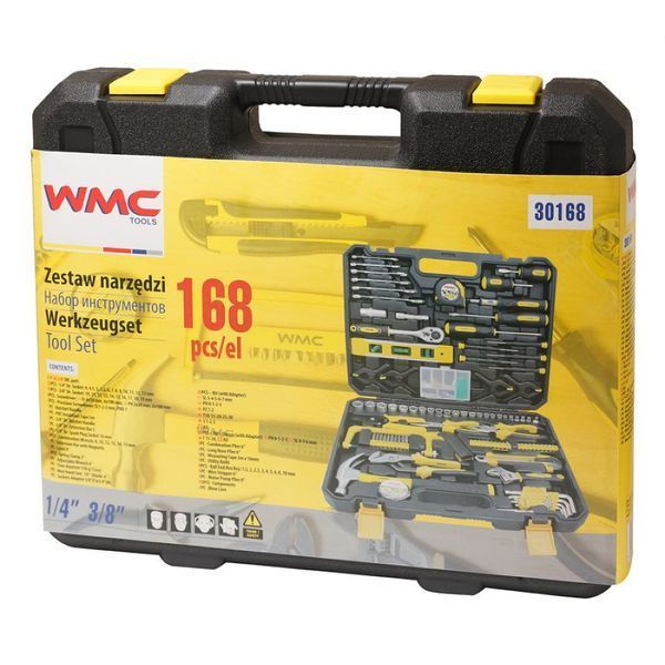 Набір інструментів комбінований слюсарний 1/4''-3/8'' 168 предметів WMC Tools 30168 48125 фото