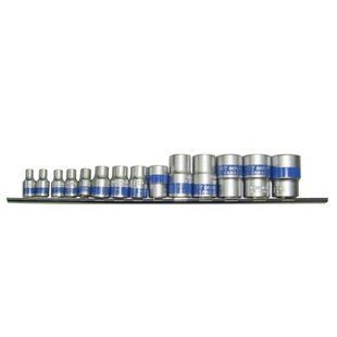 Набір головок торцевих KING ROY Е-тип 1/4"-3/8"-1/2" на планці 14 предметів (30158-014) 1699 фото