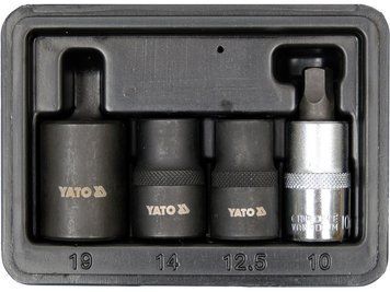 Набір головок 5-гранніх для гальмівних супортів авто YATO 1/2" 12.5, 14, 19 мм біта-10 мм 4 предметів YT-06806 YT-06806 фото