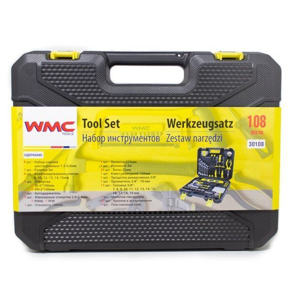 Набір інструментів комбінований 3/8'' слюсарний 108 предметів WMS Tools 30108 47011 фото