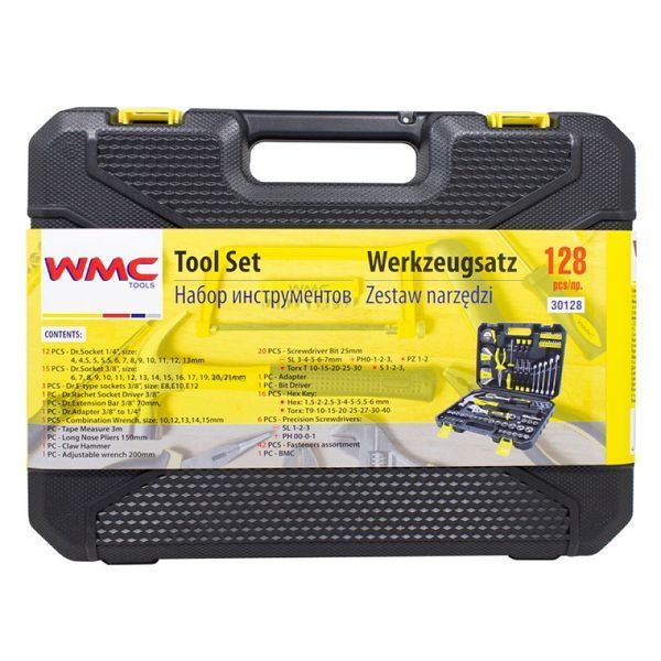 Набір інструментів комбінований слюсарний 1/4''-3/8'' 128 предметів WMC Tools 30128 50799 фото